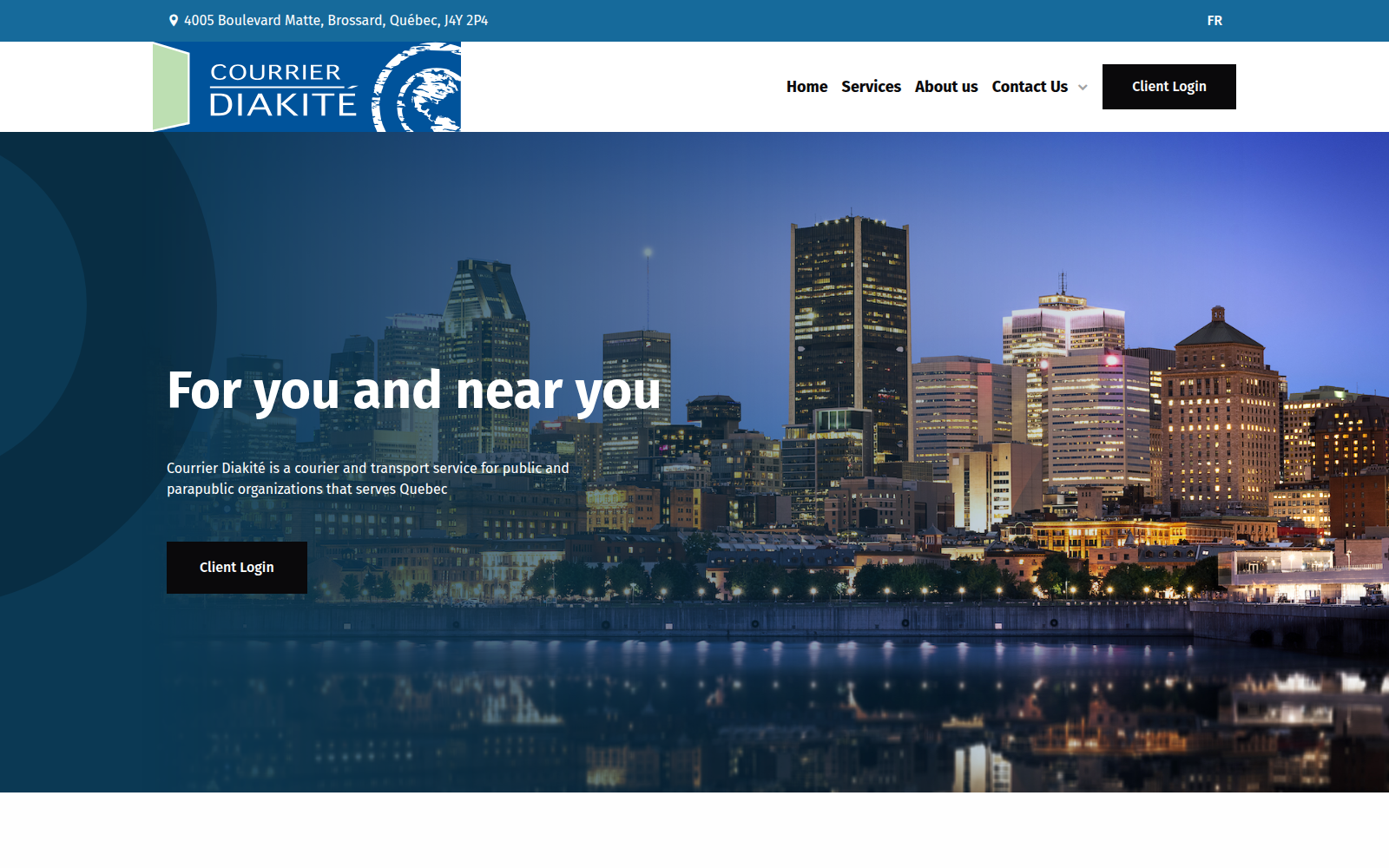 Screenshot of the Courrier Diakité homepage