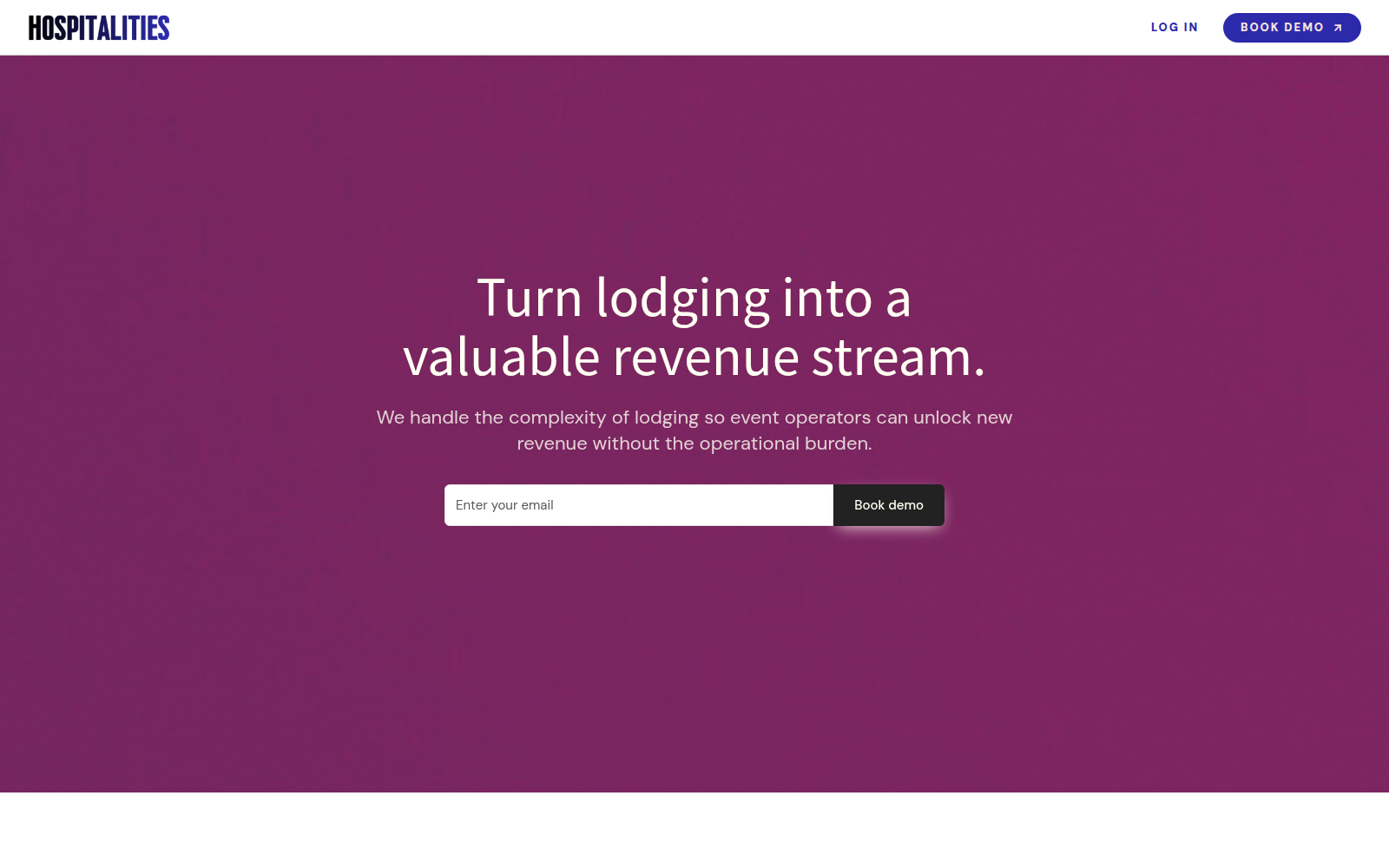 Screenshot of the Hospitalities.io homepage